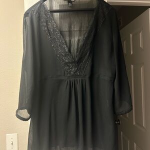 H&M Black Sheer Lace Top